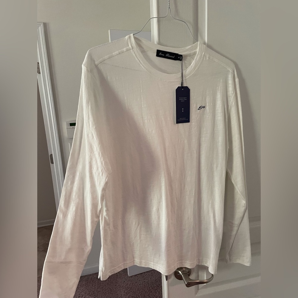 EverForward Long sleeve Slub Tee - White Medium Mens